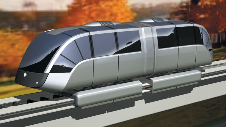 The magnetic levitating train, or "maglev," can travel at up to 310 mph, and could compete with commercial airplanes, which cruise at about 550 mph.